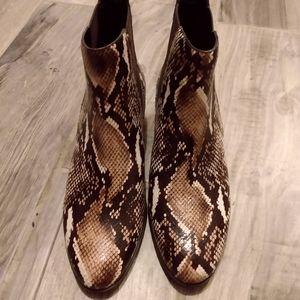 Alex Marie brown snakeskin ankle boots
